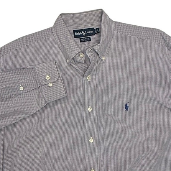 Ralph Lauren Other - Ralph Lauren Dress Shirt Mens 16 Large Blue White Tan Yarmouth Plaid Long Sleeve